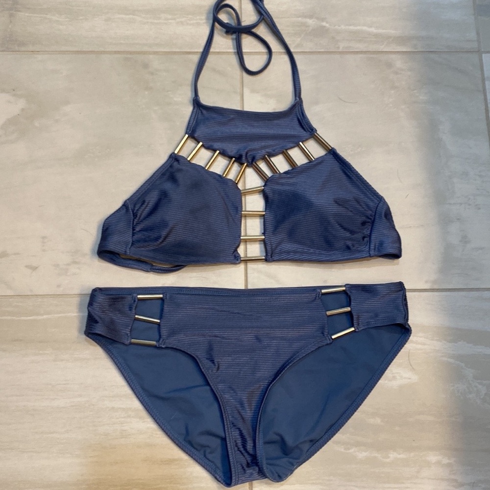 TIME and TRU | Ribbed Bikini with Gold